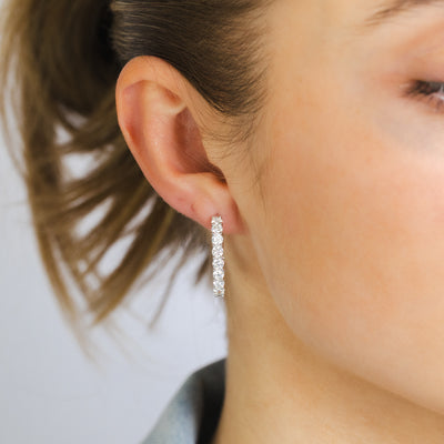 Luminesce Lab Grown 3 Carats Diamond Hoop Earrings in Sterling Silver