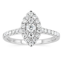 Load image into Gallery viewer, Luminesce Lab Grown 1/2 Carat with Round Brilliant 1/10 Carat Centre Diamond Marquise Ring Shape in 9ct White Gold