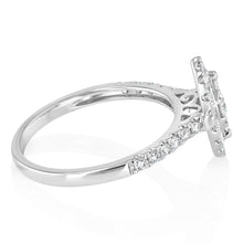 Load image into Gallery viewer, Luminesce Lab Grown 1/2 Carat with Round Brilliant 1/10 Carat Centre Diamond Marquise Ring Shape in 9ct White Gold