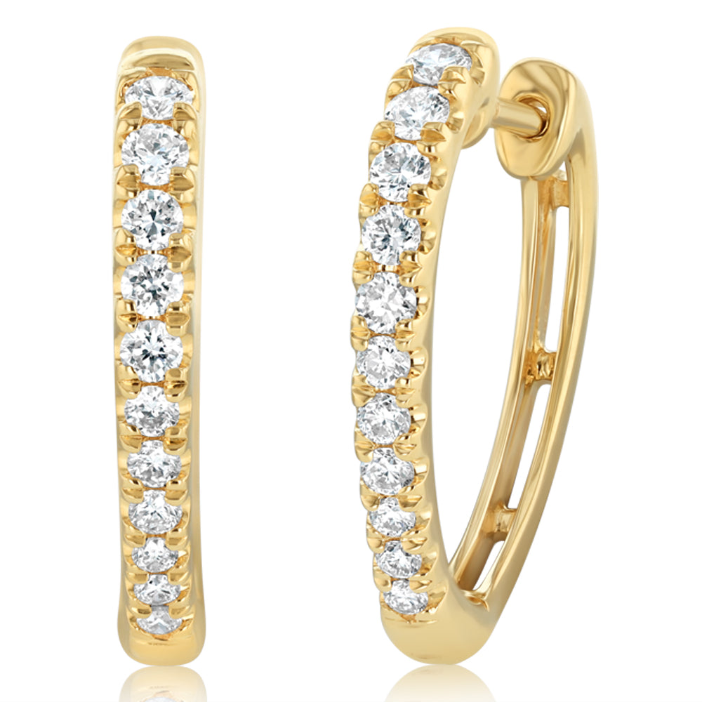0.30 Carat Diamond Hoop Earrings in 9ct Yellow Gold