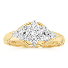 Load image into Gallery viewer, Luminesce Lab Grown Diamond 1/2 Carat Cluster Diamond Ring in 9ct Yellow Gold