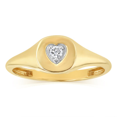 Luminesce Lab Grown 1 Diamond Heart Ring in 9ct Yellow Gold