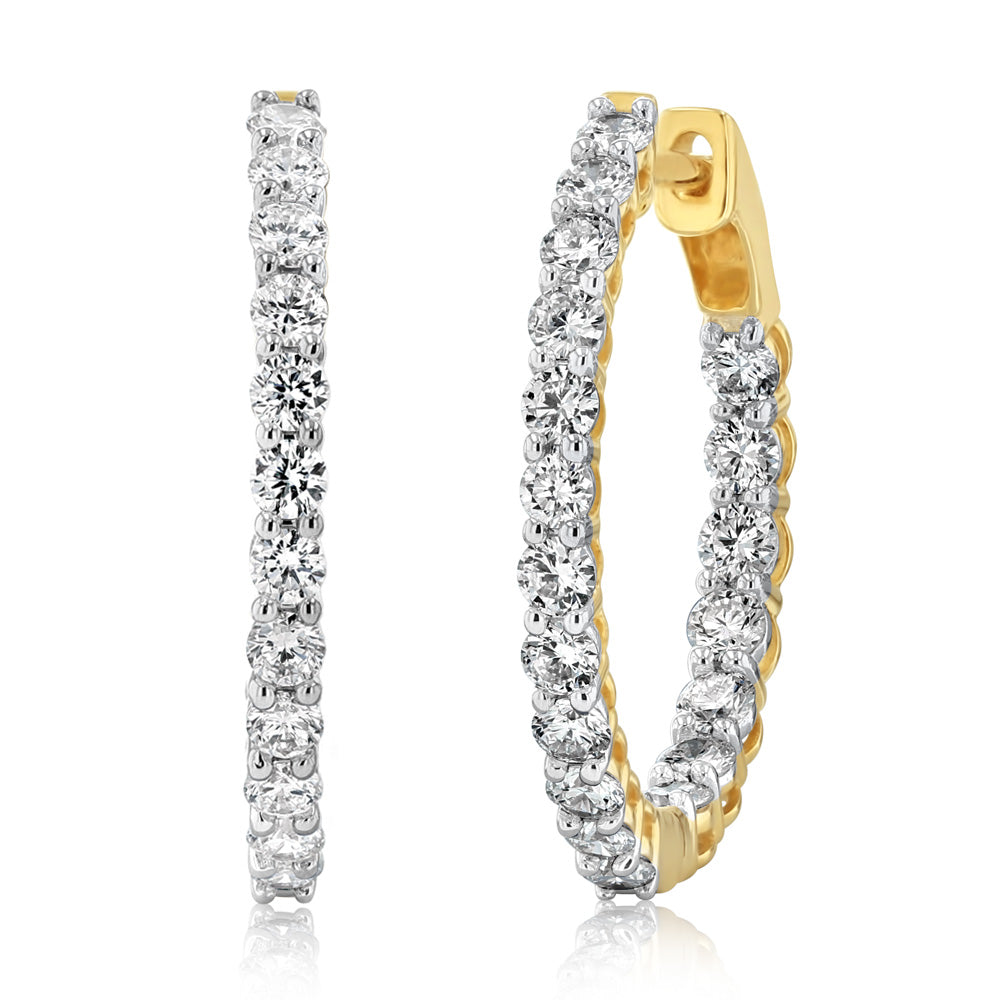 Luminesce Lab Grown1 Carat Diamond Hoop Earrings in 9ct Yellow Gold