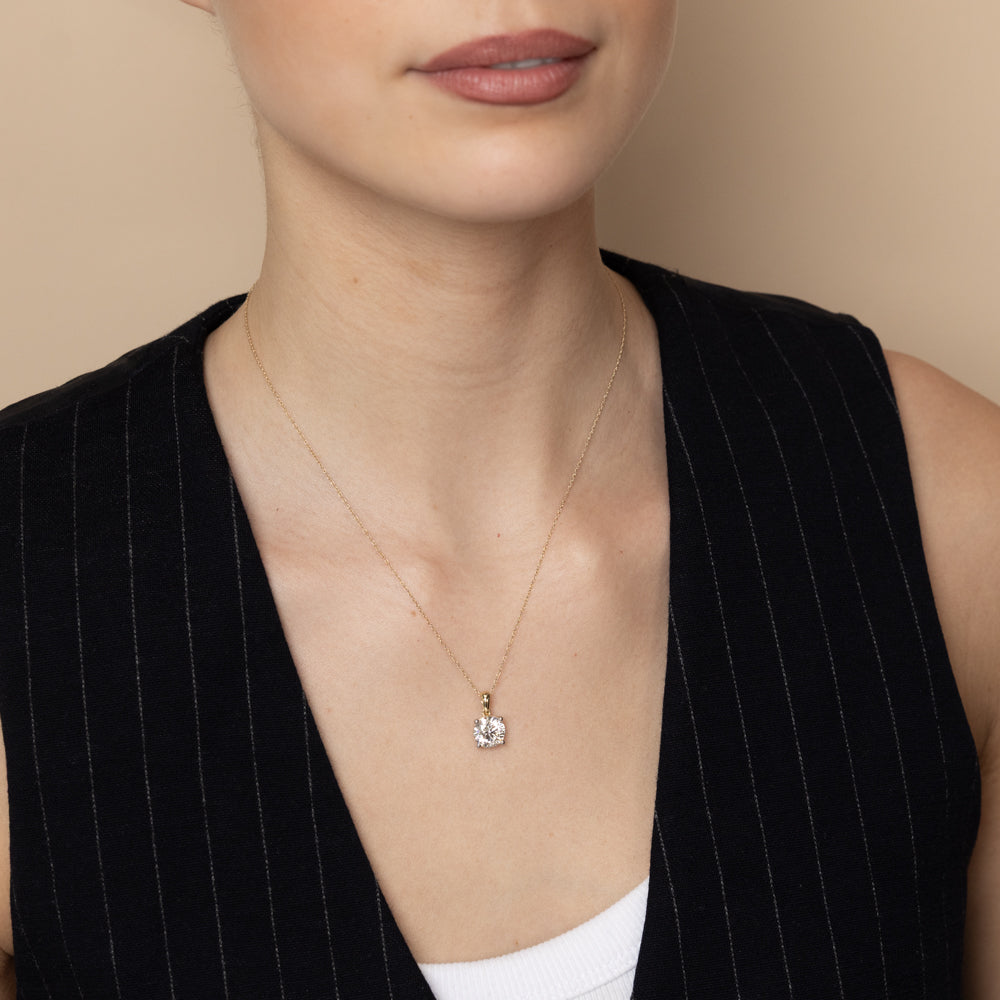 Luminesce Lab Grown 3 Carats Diamond Solitaire Pendant on Adjustable Chain in 9ct Yellow Gold