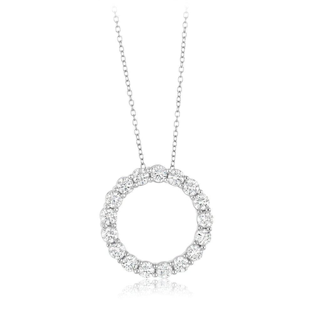 Luminesce Lab Grown 2 Carat Diamond Circle Pendant in Sterling Silver