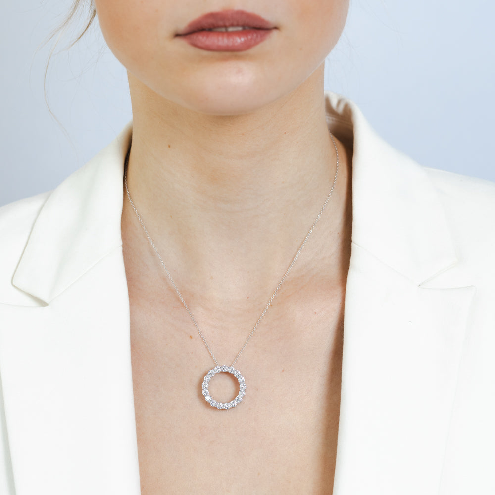 Luminesce Lab Grown 2 Carat Diamond Circle Pendant in Sterling Silver