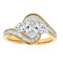 Load image into Gallery viewer, Luminesce Lab Grown 2 Carats Solitaire Diamond Ring with Channel Set Side Diamonds in 9ct Yellow Gold