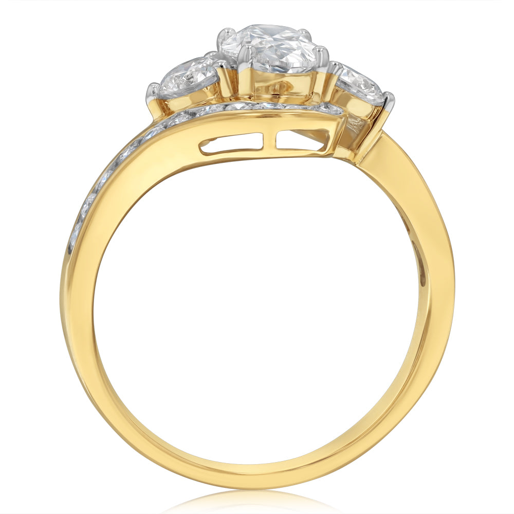 Luminesce Lab Grown 2 Carats Solitaire Diamond Ring with Channel Set Side Diamonds in 9ct Yellow Gold