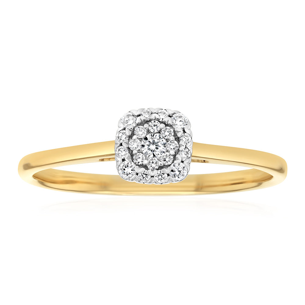 Luminesce Lab Grown 0.15 Carat Diamond Cluster Dress Ring in 9ct Yellow Gold