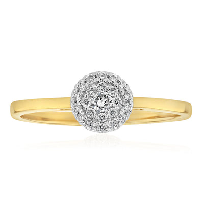 Luminesce Lab Grown 0.15 Carat Diamond Cluster Dress Ring in 9ct Yellow Gold