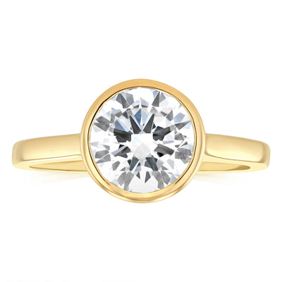 Luminesce Lab Grown 2 Carat Diamond Solitaire Bezel Ring in 14ct Yellow Gold