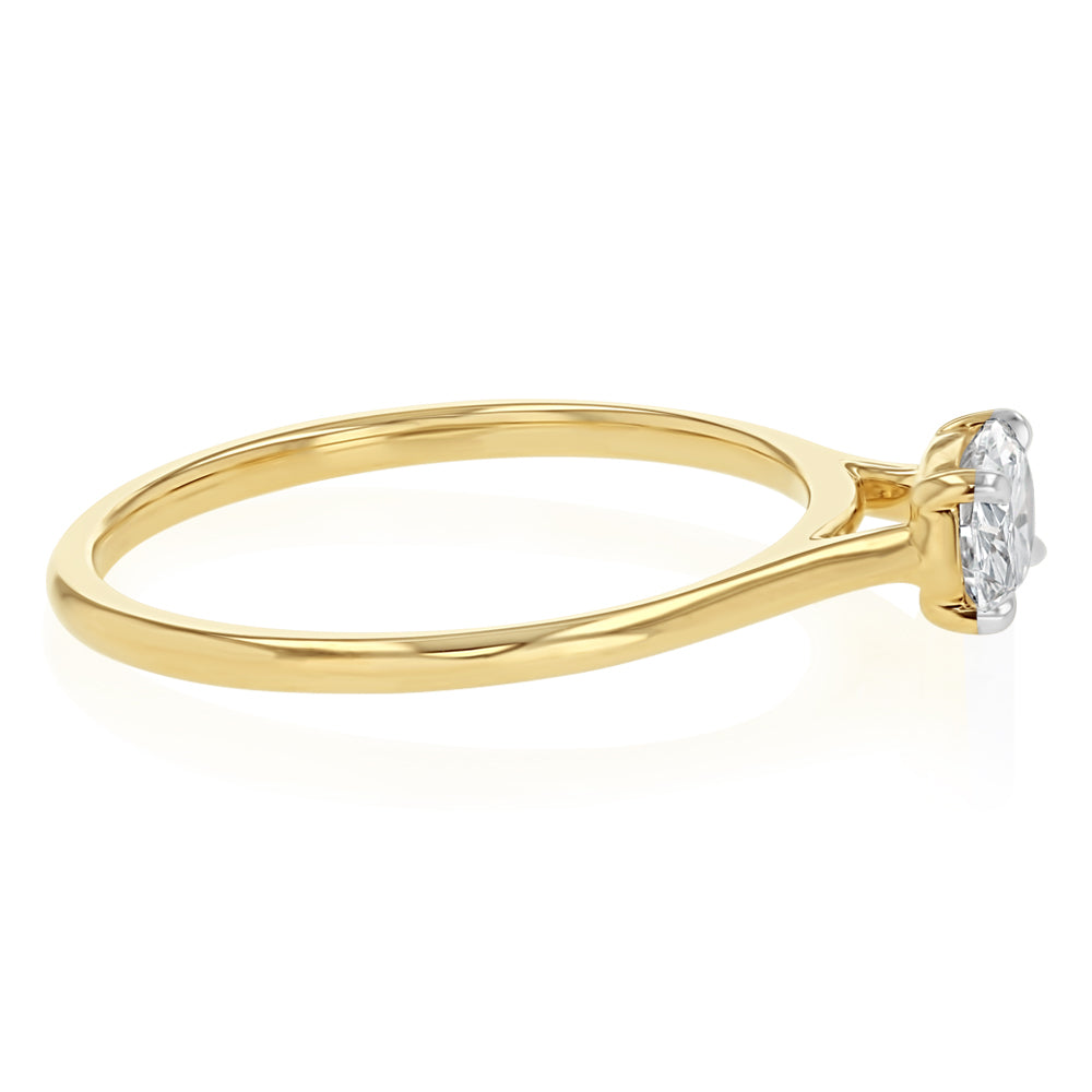 Luminesce Lab Grown 1/2 Carat Diamond 4 Claw Ring In 9ct Yellow Gold