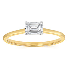 Load image into Gallery viewer, Luminesce Lab Grown 1/2 Carat Diamond Emerald Cut Ring in 9ct Yellow Gold