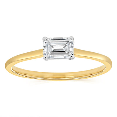 Luminesce Lab Grown 1/2 Carat Diamond Emerald Cut Ring in 9ct Yellow Gold