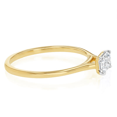 Luminesce Lab Grown 1/2 Carat Diamond Emerald Cut Ring in 9ct Yellow Gold