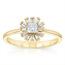 Load image into Gallery viewer, Luminesce Lab Grown 1/3 Carat Princess and Taper Cut Diamond Ring in 9ct Yellow Gold