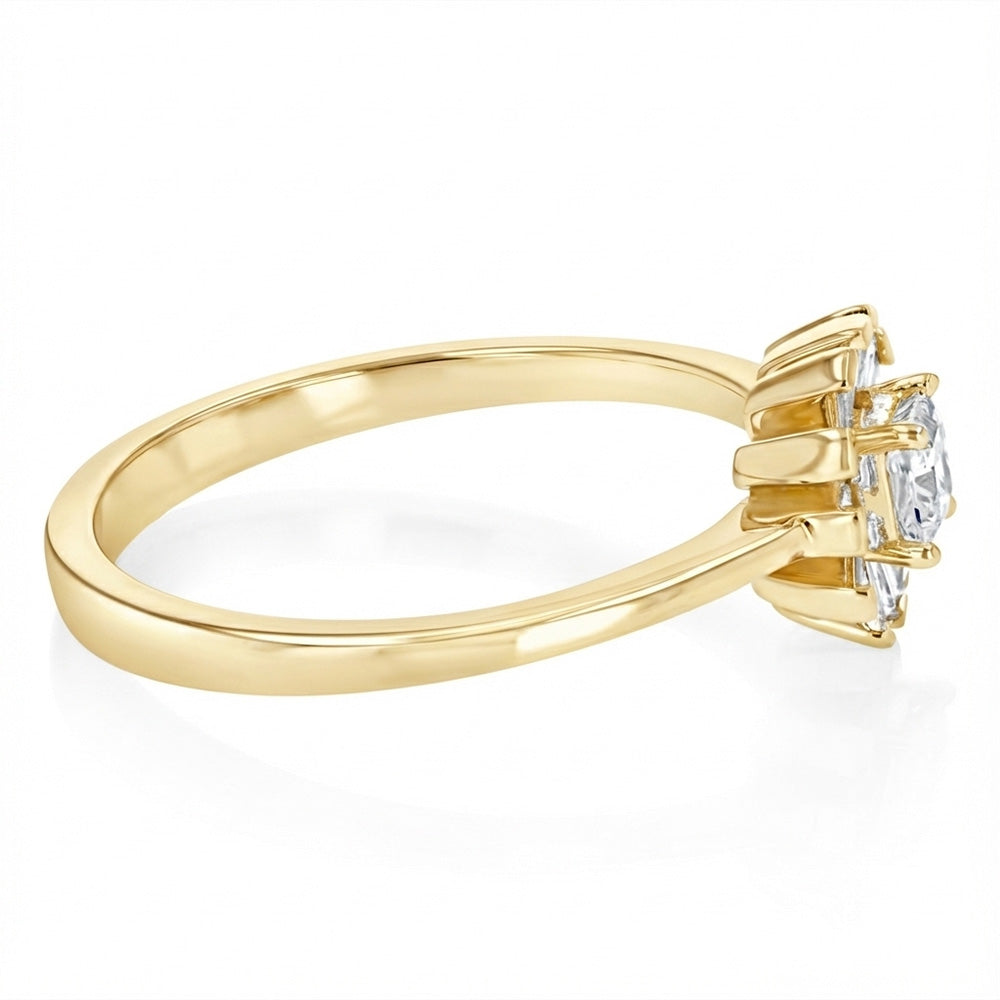 Luminesce Lab Grown 1/3 Carat Princess and Taper Cut Diamond Ring in 9ct Yellow Gold