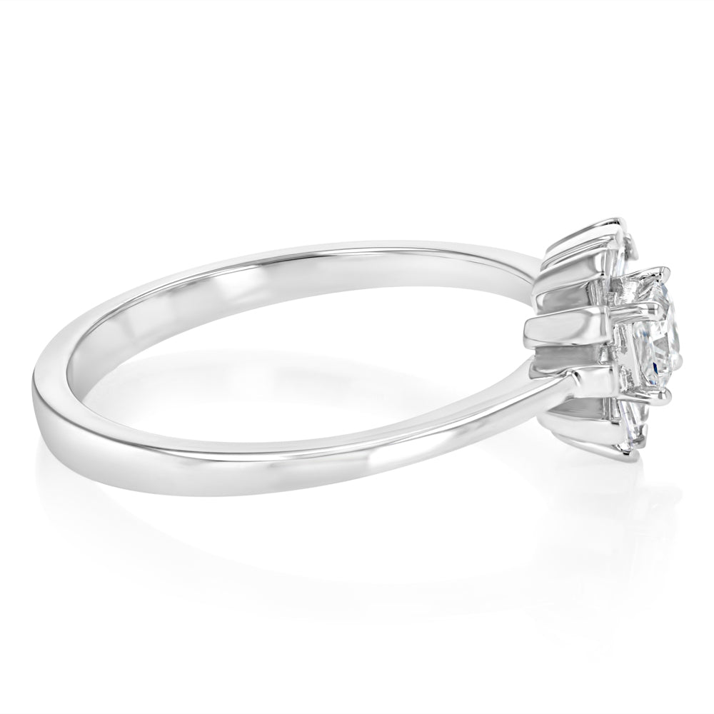 Luminesce Lab Grown 1/3 Carat Princess and Taper Cut Diamond Ring in 9ct Yellow Gold