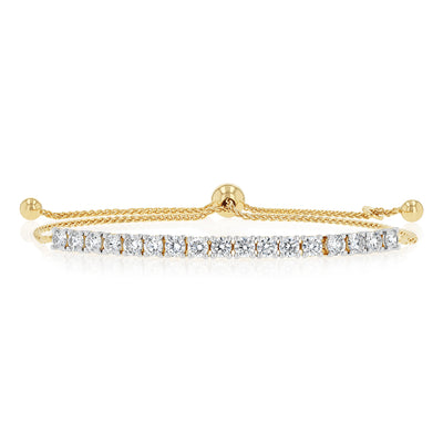 Luminesce Lab Grown 2 Carat Diamond Bolo Bracelet in Gold Plated Sterling Silver