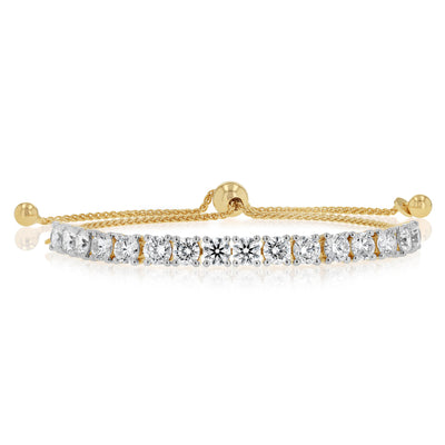 Luminesce Lab Grown 4 Carat Diamond Bolo Bracelet in Gold Plated Sterling Silver