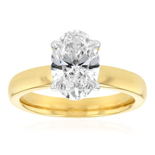 Load image into Gallery viewer, Luminesce Lab Grown 2 Carat Diamond Solitaire Ring in Gold Plated Sterling Silver