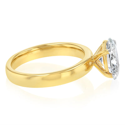 Luminesce Lab Grown 2 Carat Diamond Solitaire Ring in Gold Plated Sterling Silver