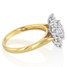 Load image into Gallery viewer, Luminesce Lab Grown 2 Carats Diamond Flower Ring in 9ct Yellow Gold