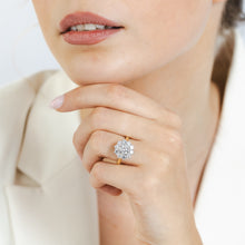Load image into Gallery viewer, Luminesce Lab Grown 2 Carats Diamond Flower Ring in 9ct Yellow Gold