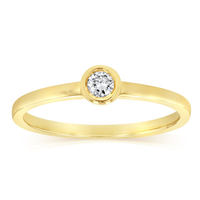 Luminesce Lab Grown Brilliant Cut Bezel Solitaire Diamond Ring in 9ct Yellow Gold
