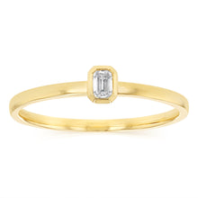 Load image into Gallery viewer, Luminesce Lab Grown Emerald Cut Bezel Solitaire Diamond Ring in 9ct Yellow Gold