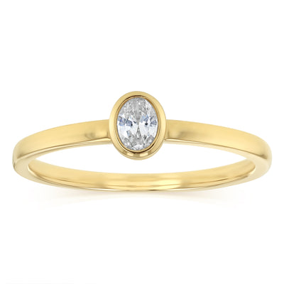 Luminesce Lab Grown Oval Cut Bezel Solitaire Diamond Ring in 9ct Yellow Gold