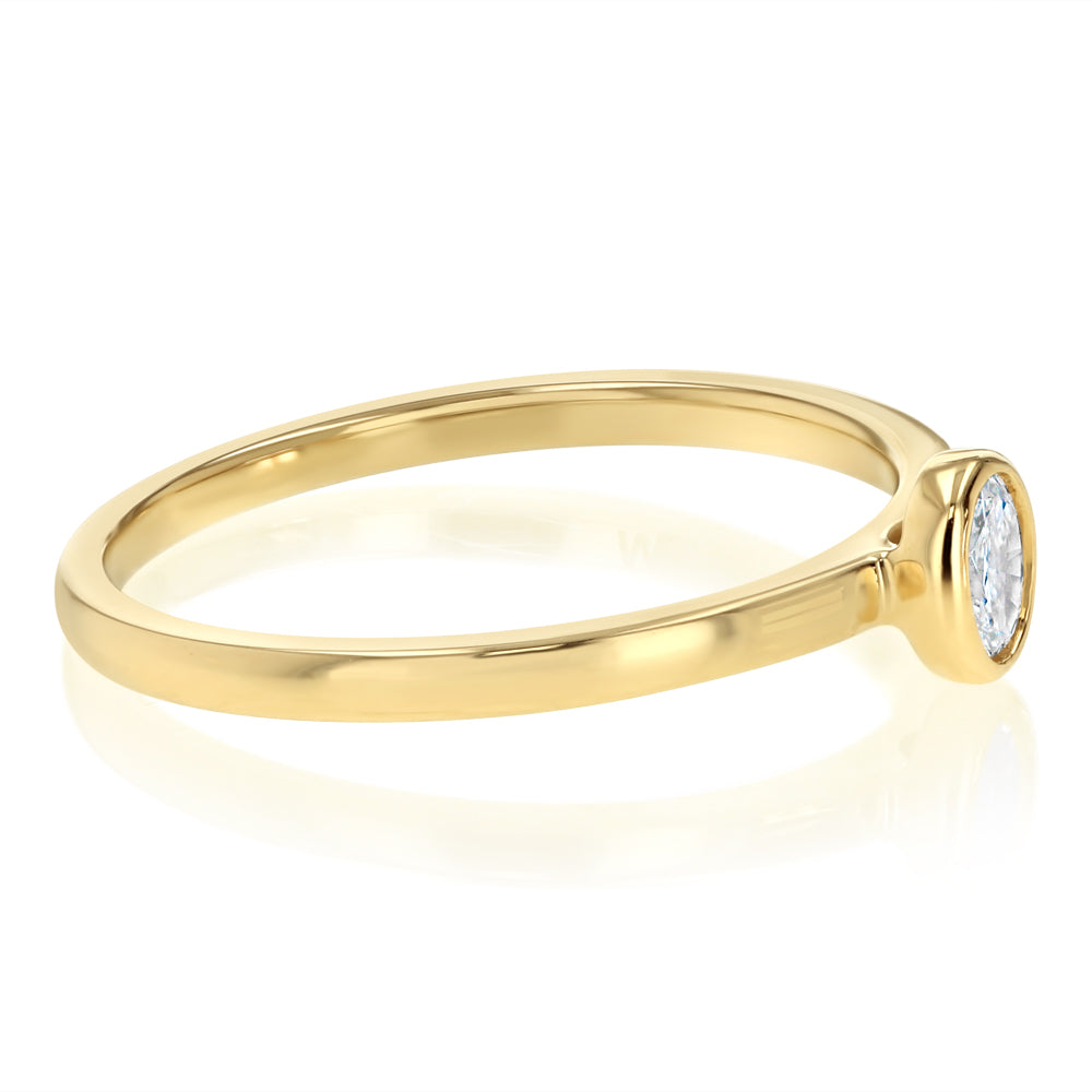 Luminesce Lab Grown Oval Cut Bezel Solitaire Diamond Ring in 9ct Yellow Gold