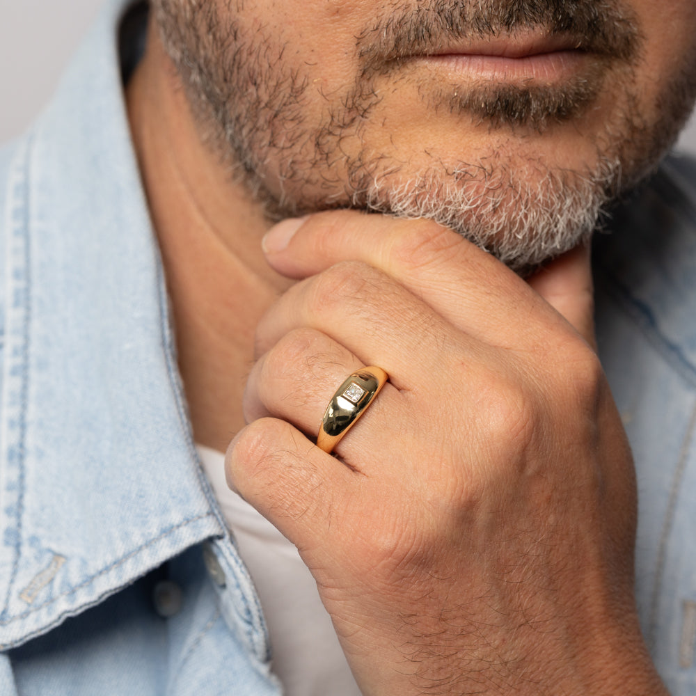 Luminesce Lab Grown 0.20 Carat Diamond Gents Ring in Gold Plated Sterling Silver