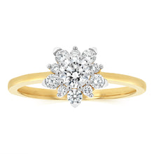 Load image into Gallery viewer, 0.75 Carat Luminesce Lab Grown Diamond Flower Shaped Ring in 9ct Yellow Gold