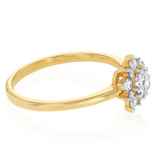 Load image into Gallery viewer, 0.75 Carat Luminesce Lab Grown Diamond Flower Shaped Ring in 9ct Yellow Gold