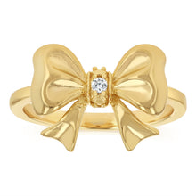 Load image into Gallery viewer, Luminesce Lab Grown Diamond Bow Shaped Ring in Gold Plated Sterling Silver