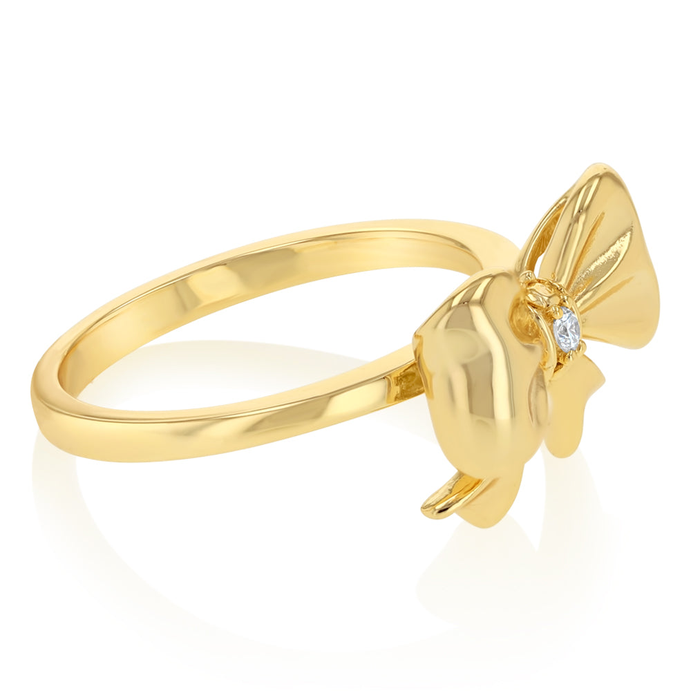 Luminesce Lab Grown Diamond Bow Shaped Ring in Gold Plated Sterling Silver