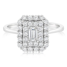 Load image into Gallery viewer, 0.73 Carat Luminesce Lab Grown Diamond Emerald Ring in 9ct White Gold