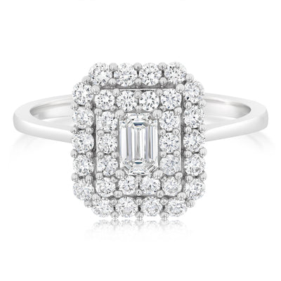 0.73 Carat Luminesce Lab Grown Diamond Emerald Ring in 9ct White Gold