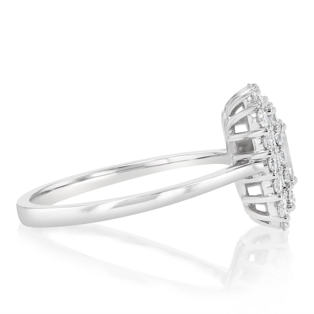 0.73 Carat Luminesce Lab Grown Diamond Emerald Ring in 9ct White Gold