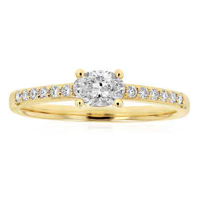 0.41 Carat Luminesce Lab Grown Oval Brilliant Cut Ring in 9ct Yellow Gold