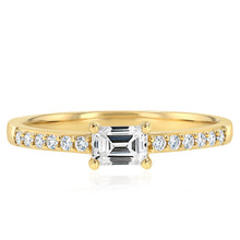 Load image into Gallery viewer, 0.41 Carat Luminesce Lab Grown Emerald Brilliant Cut Ring in 9ct Yellow Gold