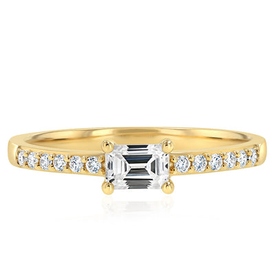 0.41 Carat Luminesce Lab Grown Emerald Brilliant Cut Ring in 9ct Yellow Gold