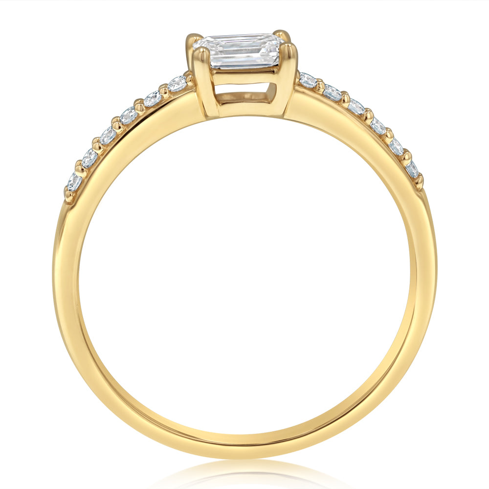 0.41 Carat Luminesce Lab Grown Emerald Brilliant Cut Ring in 9ct Yellow Gold