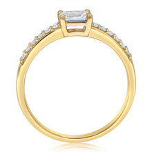 Load image into Gallery viewer, 0.41 Carat Luminesce Lab Grown Emerald Brilliant Cut Ring in 9ct Yellow Gold