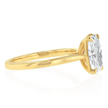 Load image into Gallery viewer, Luminesce Lab Grown 2 Carat Cushion Elongated Cut Diamond Solitaire Ring in 9ct Yellow Gold