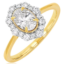 Load image into Gallery viewer, Luminesce Lab Grown 1 Carat Diamond Oval Halo Ring in 9ct Yellow Gold