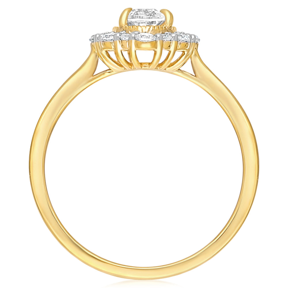 Luminesce Lab Grown 1 Carat Diamond Oval Halo Ring in 9ct Yellow Gold