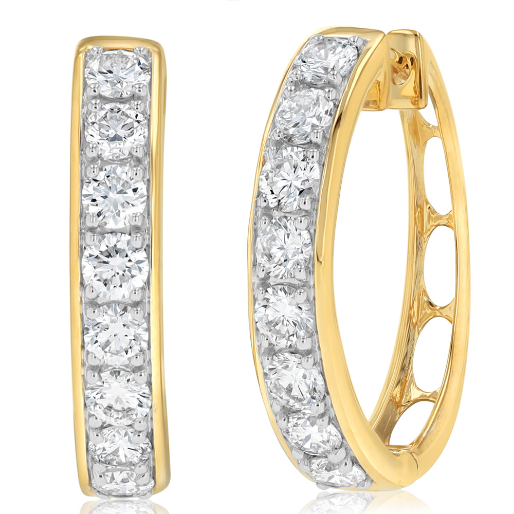 Luminesce Lab Grown 2 Carats Diamond Hoop Earrings in 9ct Yellow Gold