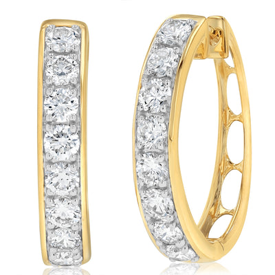 Luminesce Lab Grown 2 Carats Diamond Hoop Earrings in 9ct Yellow Gold